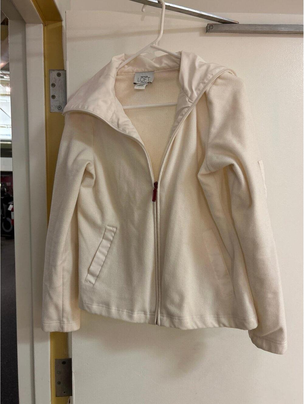 Ann Taylor like New Zip Up Ivory Fleece Jacket